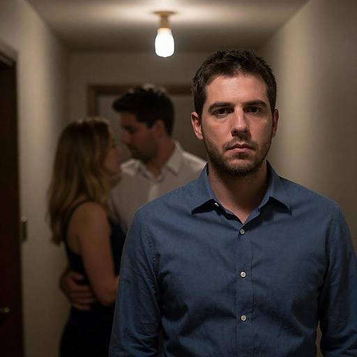 Focused Gaze in a Dim Hallway