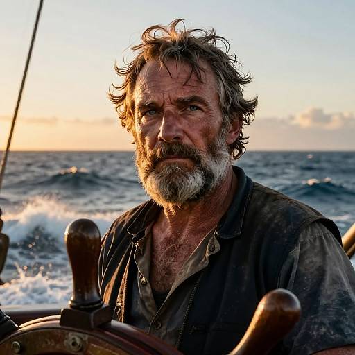 Photorealistic Portrait of Resilient Sea Captain