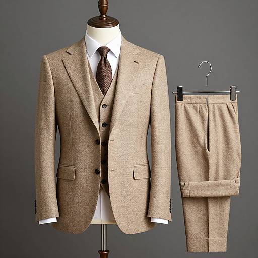 Tan Tweed Three-Piece Suit Display