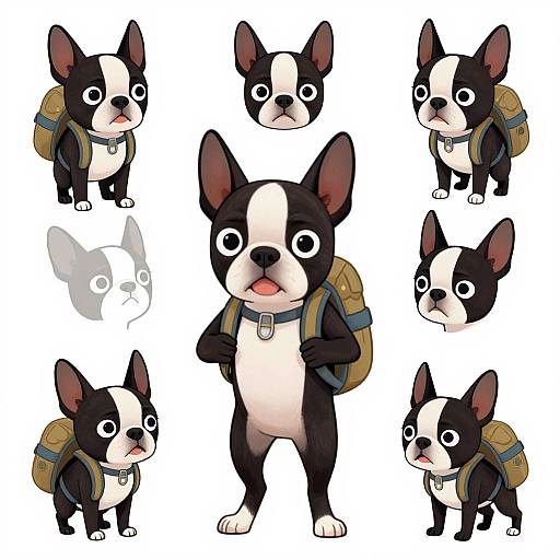 Boston Terrier Adventures in Multiple Poses