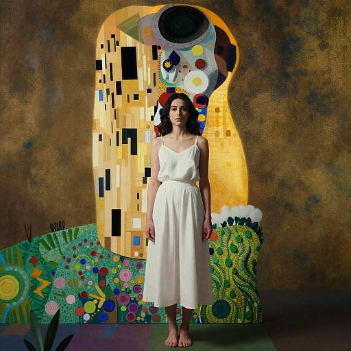 Cubist Surreal Woman in Klimt-Mead Style