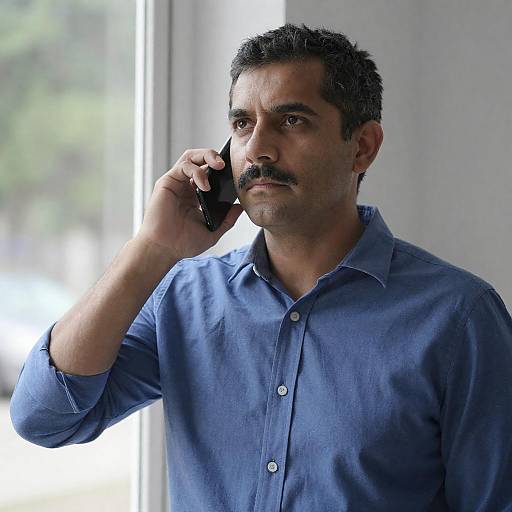 Focused Middle-Aged Man on Phone