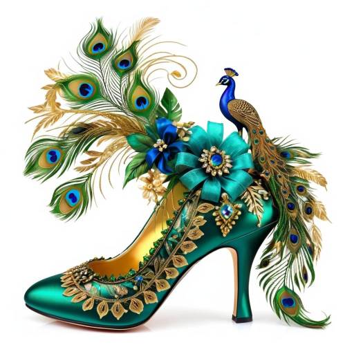Stunning Victorian Peacock High Heel Shoe