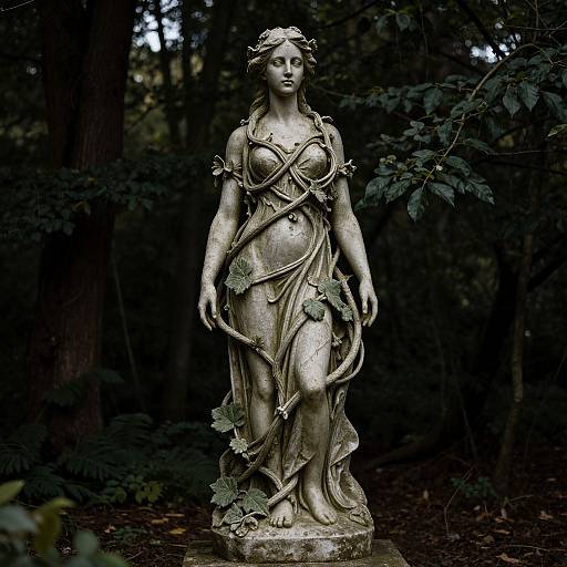 Vined Woman Statue in Forest