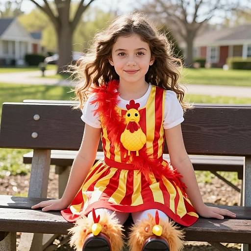 Teen Girl in Festive KFC Costume