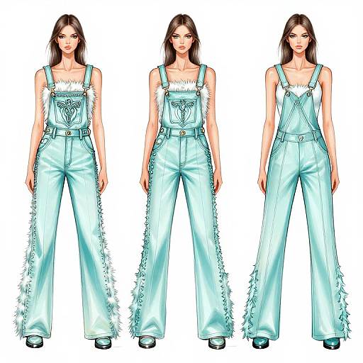 Soft Cyan Just Cavalli Overalls Sketches