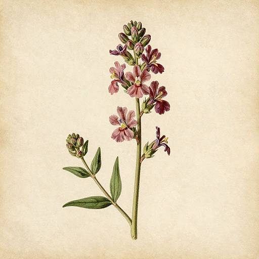Botanical Illustration of Loosestrife Bloom