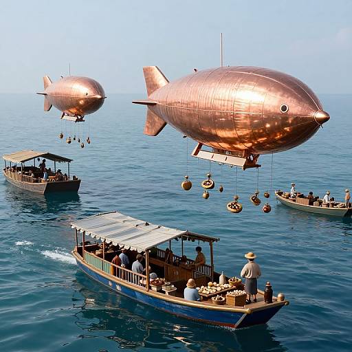 Floating Market on Liquid Copper Sea