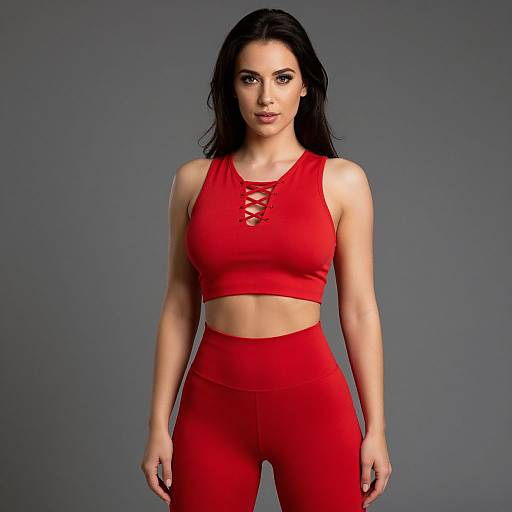 Athletic Woman in Red Activewear