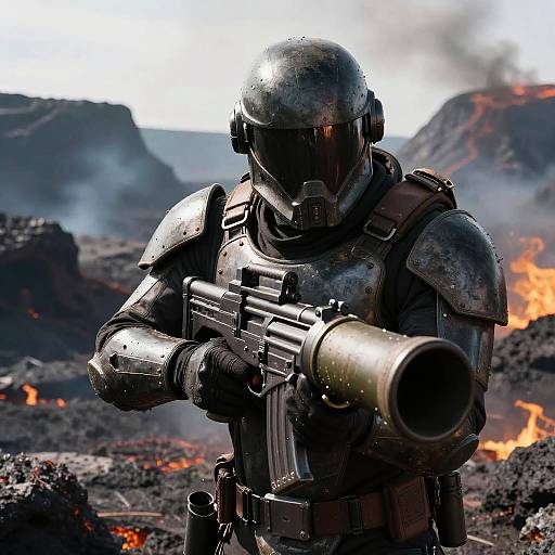 Armored Enforcer in Volcanic Crater