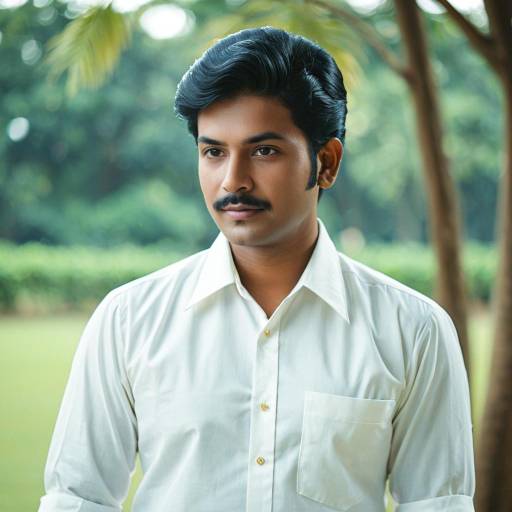 Man in Vintage 1960s Tamil Formal Shirt