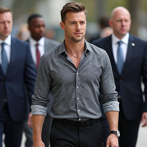 Man in Patterned Shirt with Accessories