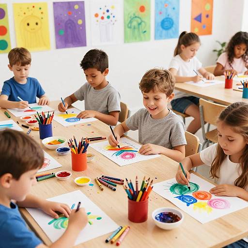 Vibrant Children's Art Class Scene