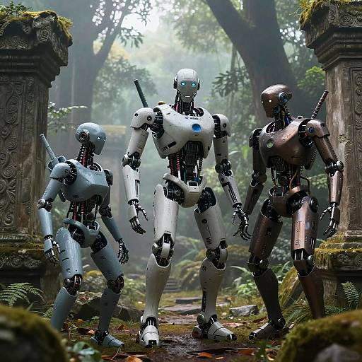 Robotic Creatures in Mystical Ruins