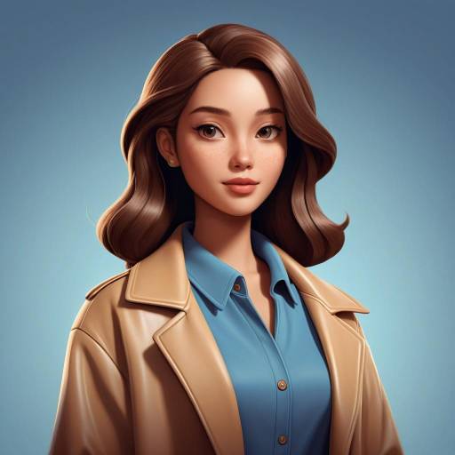 Stylized Portrait of Young Woman in Beige Coat