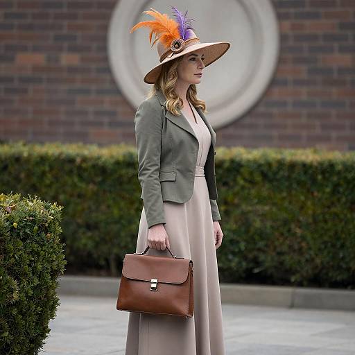 Elegant Woman in Profile with Feathers