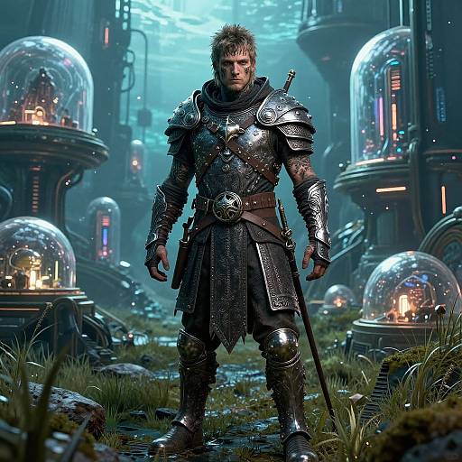 Futuristic Cyberpunk Underwater Cityscape