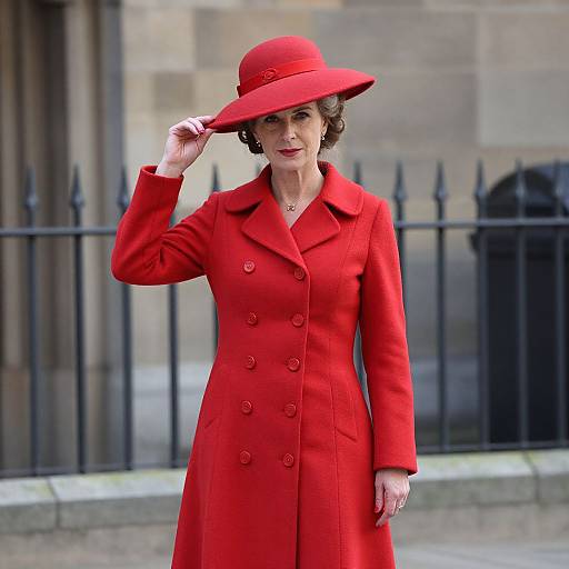 Woman in Red Coat and Hat