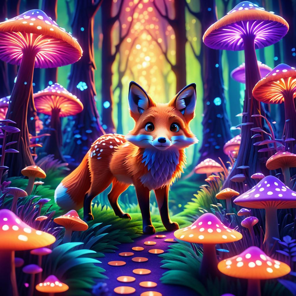 A Fox's Journey in a Psychedelic Forest