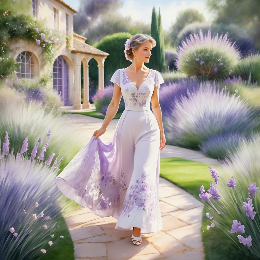 Elegant Garden Walk in Romantic Realism