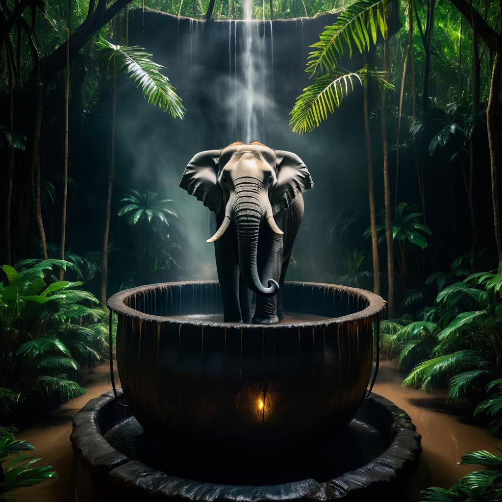 Majestic Elephant in Jungle Cauldron