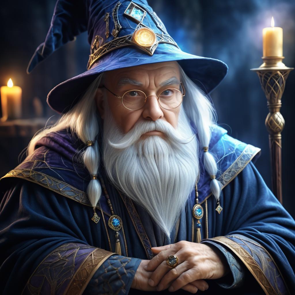 Majestic Portrait of a Wise Old Wizard