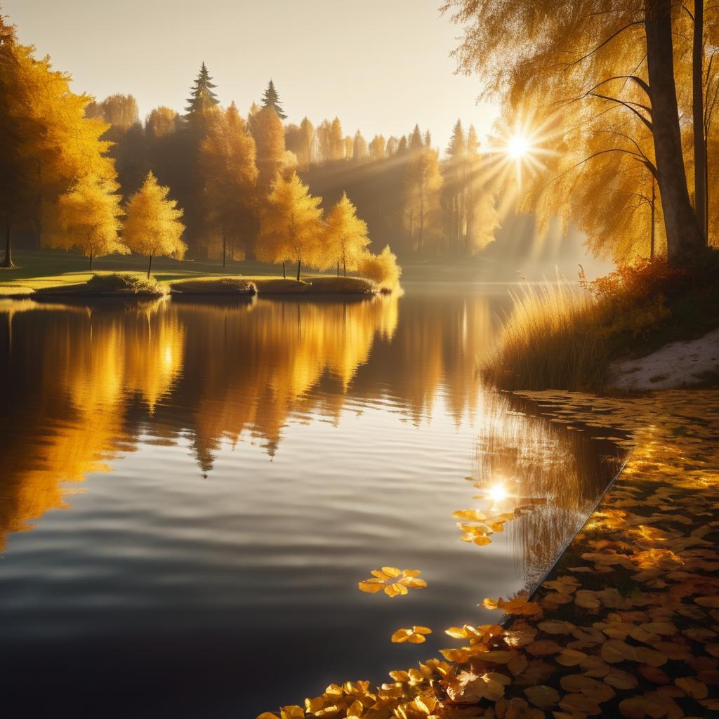 Serene Autumn Lakeside Photo Art