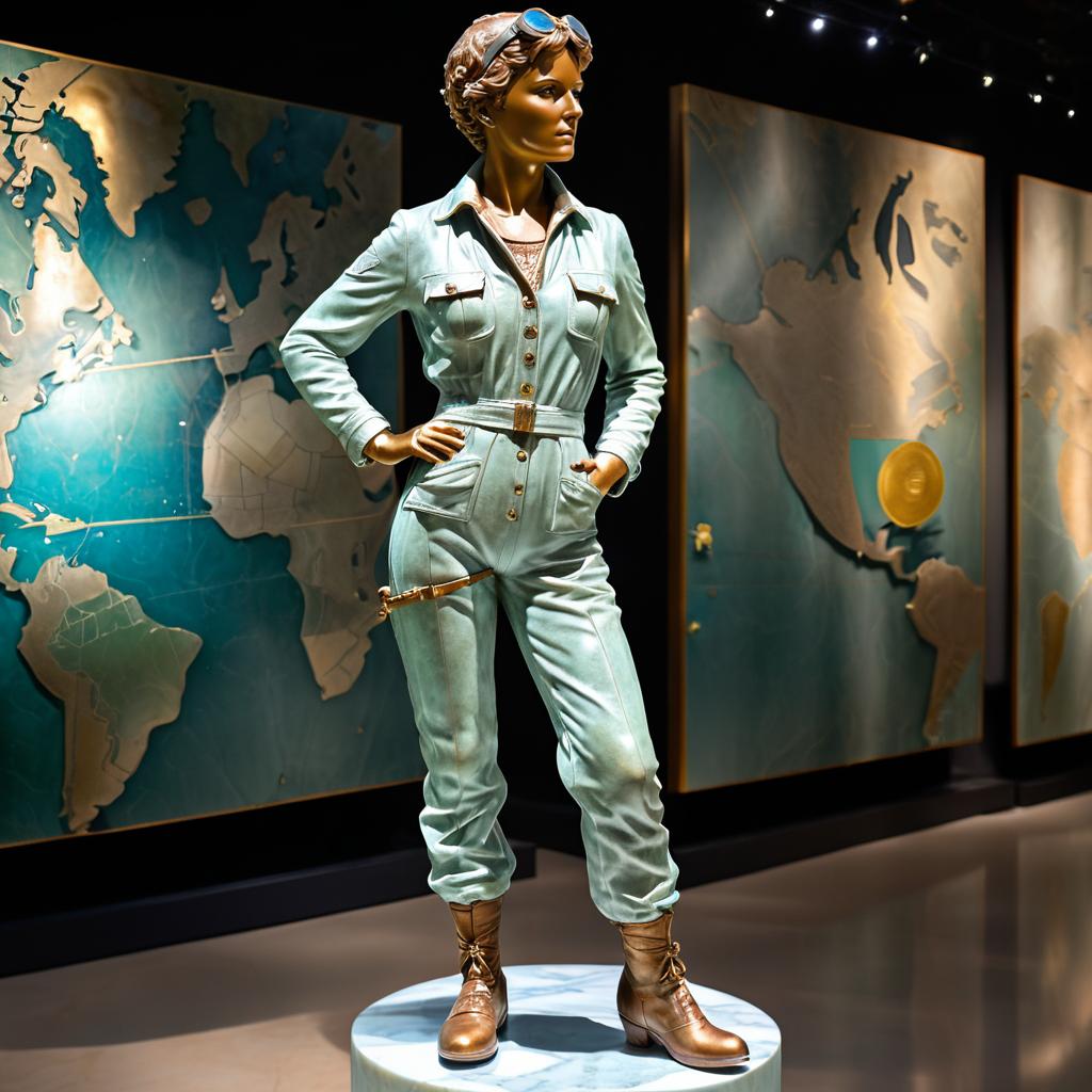 Photorealistic Statue of Amelia Earhart