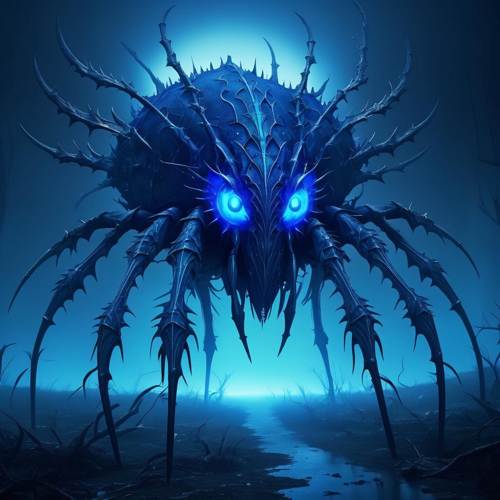 Surreal Blue Insect Creature Design