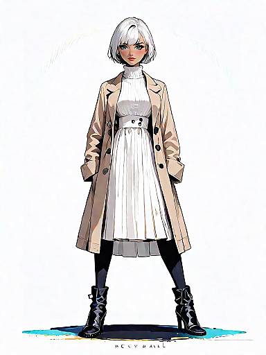 Stylish Woman in Tan Trench Coat and White Sweater