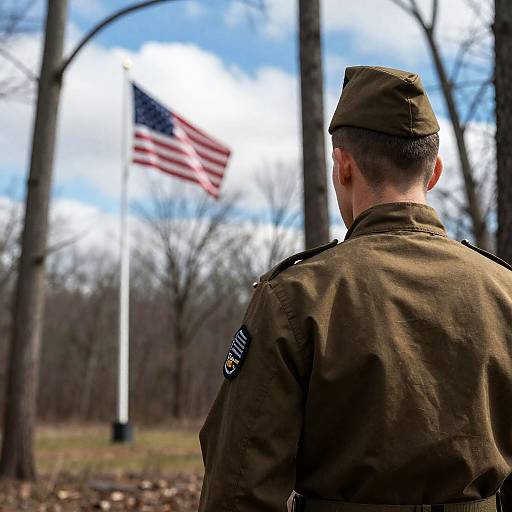 Soldier in Uniform in Forest Setting