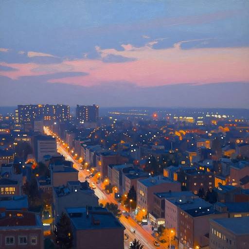 Impressionistic Urban Metropolis at Dusk