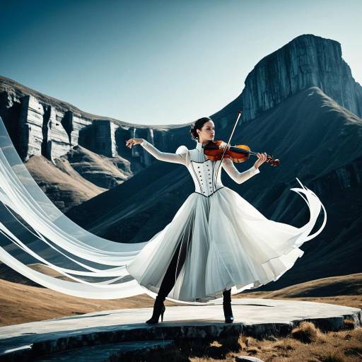 Surreal Violinist in Dreamy Landscape Fashion