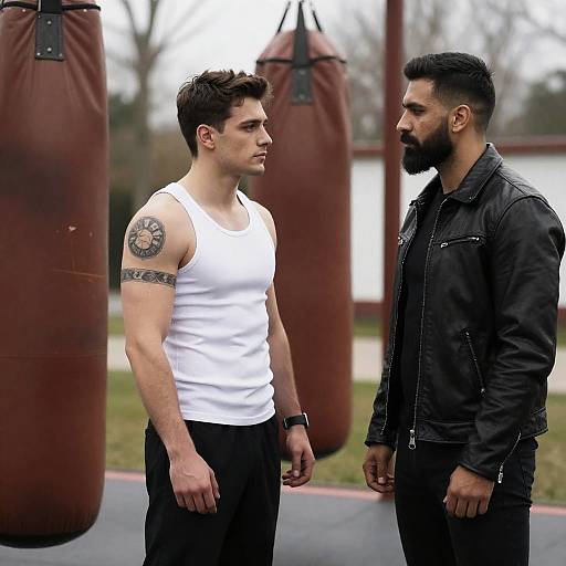 Intense Standoff by the Punching Bag