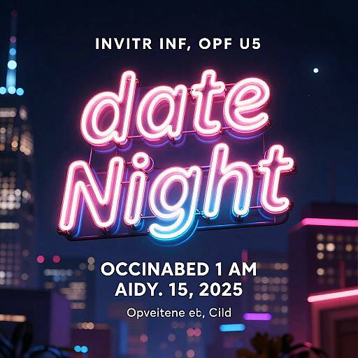 Retro Neon Date Night Invitation