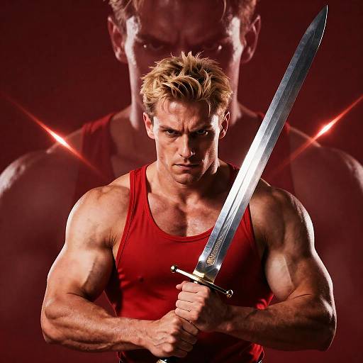 Heroic Warrior in Fiery Intensity