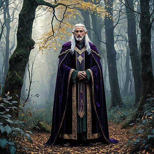 Elven Archdruid in Misty Forest