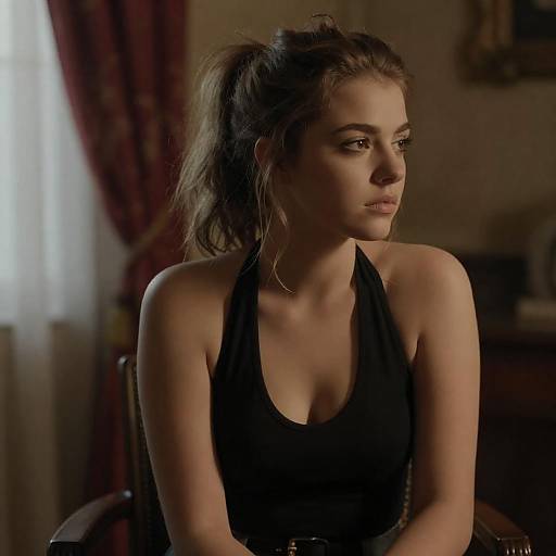 Warm Dramatic Portrait of Young Woman