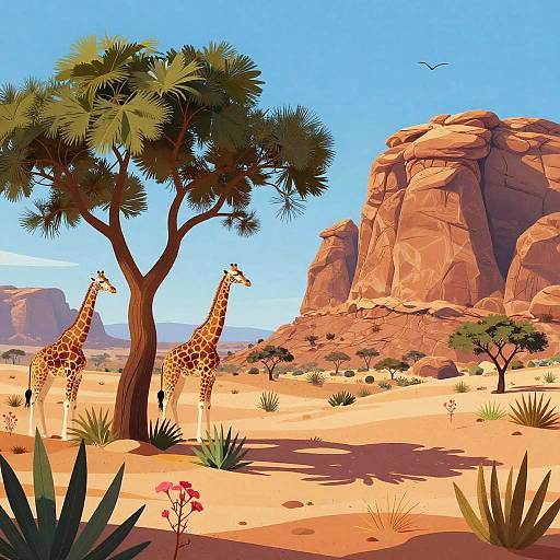 Vibrant Desert Landscape Illustration