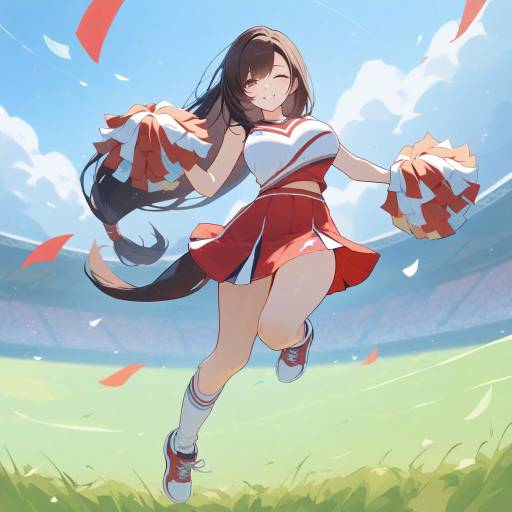 Dynamic Cheerleader Tifa in Action