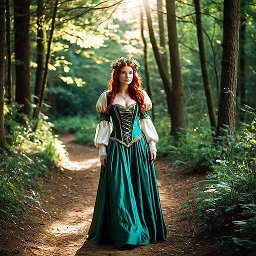 Redheaded Fairy Princess in Medieval Dress
