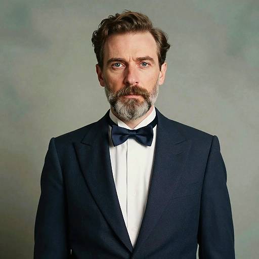 Mature Man in Formal Tuxedo with Bow Tie