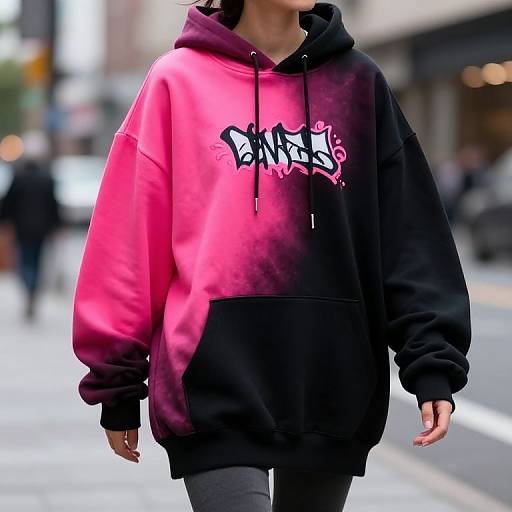 Neon Pink Oversized Streetwear Hoodie