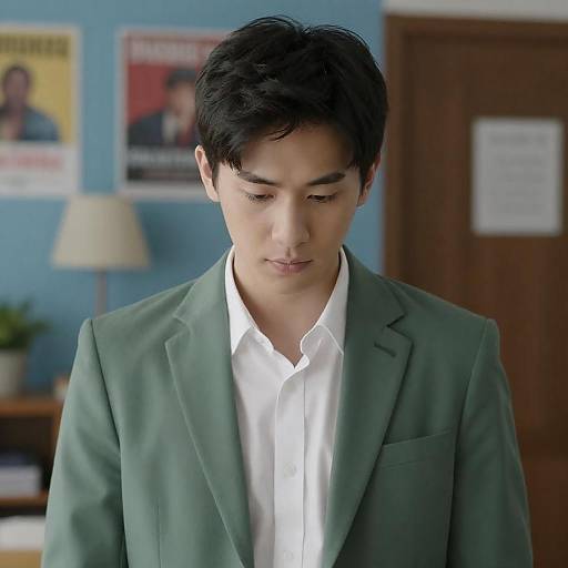 Young Man in Green Suit Jacket Portrait