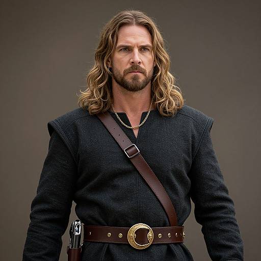 Portrait of Blonde Man in Medieval Attire