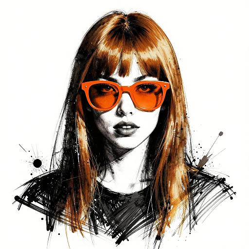 Edgy Ink Sketch Portrait with Gold Highlights