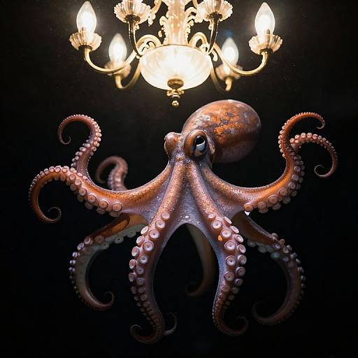 Radiant Octopus Under Chandelier Light