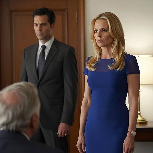 Dramatic Indoor Scene with Three Characters