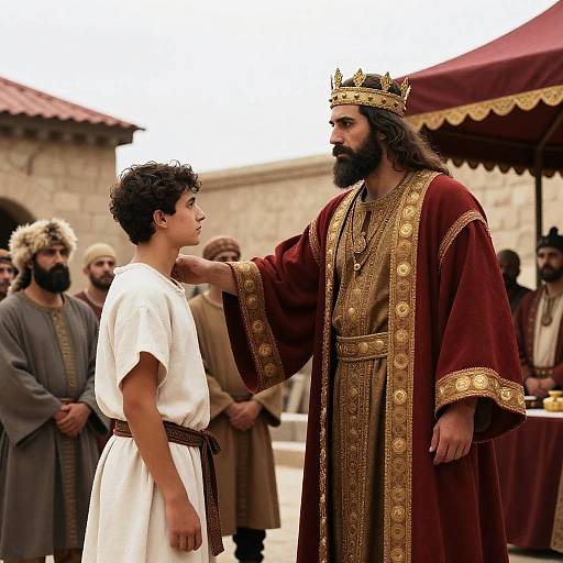 Regal Ancient Scene with Bearded King