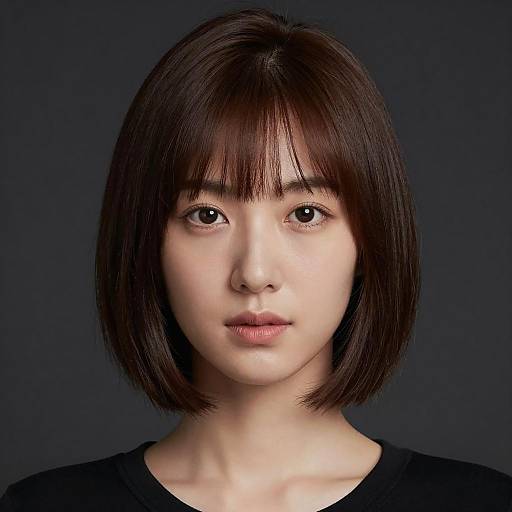 Portrait of Woman with Dark Brown Bob Hairstyle